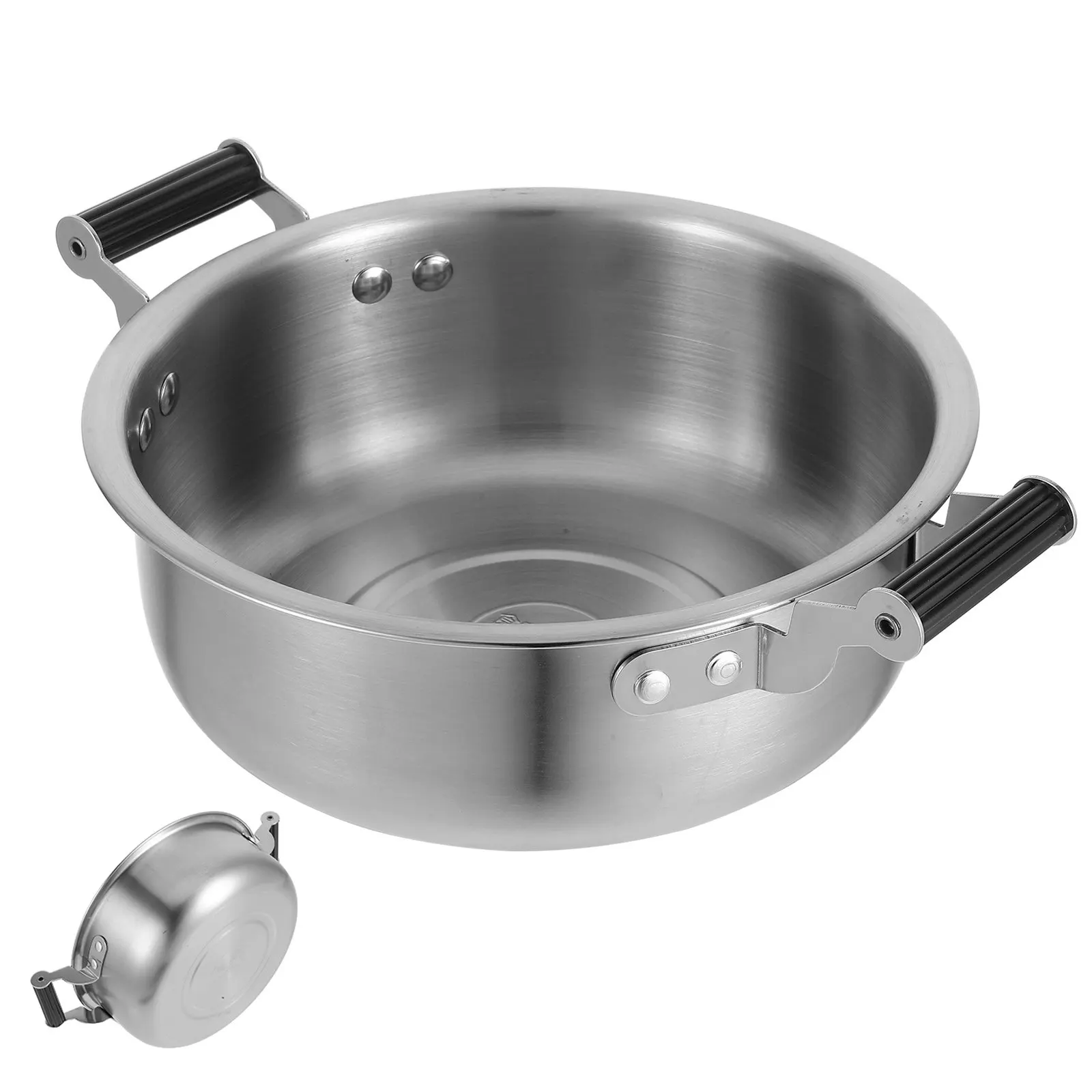 Double Handle Stainless Steel Ramen Pot 1600Ml Flat Bottom Cooking Pot for Gas Induction Stove Soup Noodle Stew Pasta