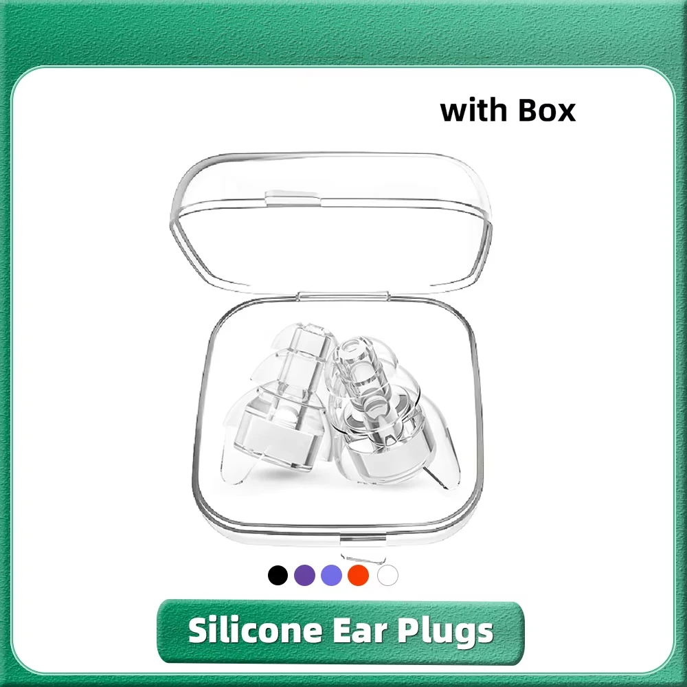 High Fidelity Silicone Earplugs  - Reusable Noise Reduction Hearing Protection Ear-Plugs with Case for Concerts Musicians