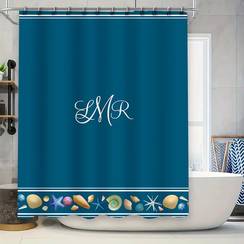 

Занавеска для душа современного искусства с забавным принтом собаки для декора ванной комнаты, сине-белые тона ярких цветов, полиэфирная ткань