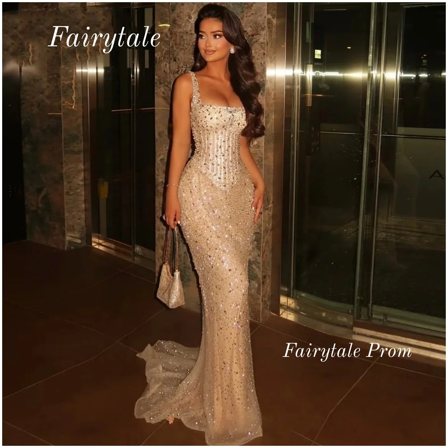 Elegant Mermaid Prom Dresses Shiny Sequins Square Collar Evening Dresses High Quality  Party Gowns for Women Customized 2026