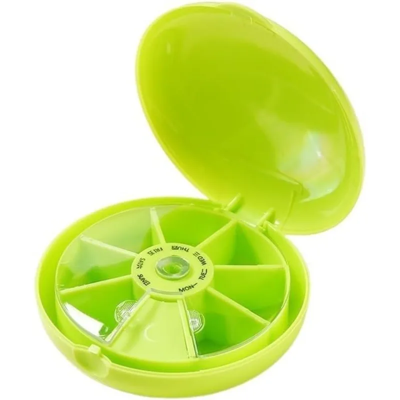 Weekly Pill Organizer 7 Compartment Rotating Pill Box for Daily Medication & Vitamins