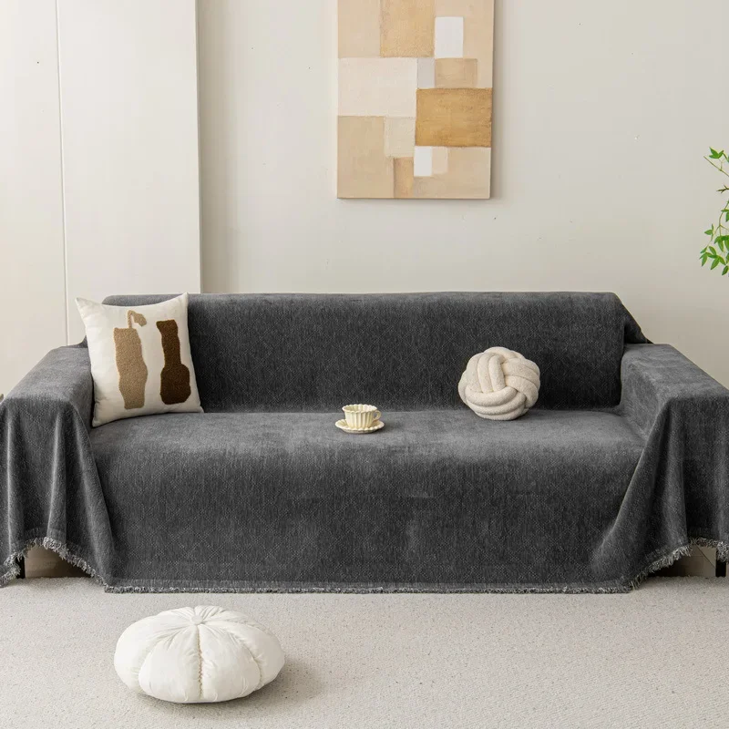 Nordic Style Chenille Sofa Cover, Anti-cat Scratch Full Coverage Slipcover, All-Season Elegant Home Decor