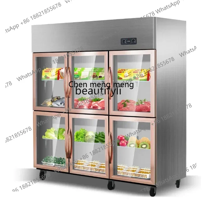 AB02  Refrigerator Barbecue Display Cabinet Vegetable Fresh Cabinet Freeze Storage Kitchen Transparent Glass Door Freezer