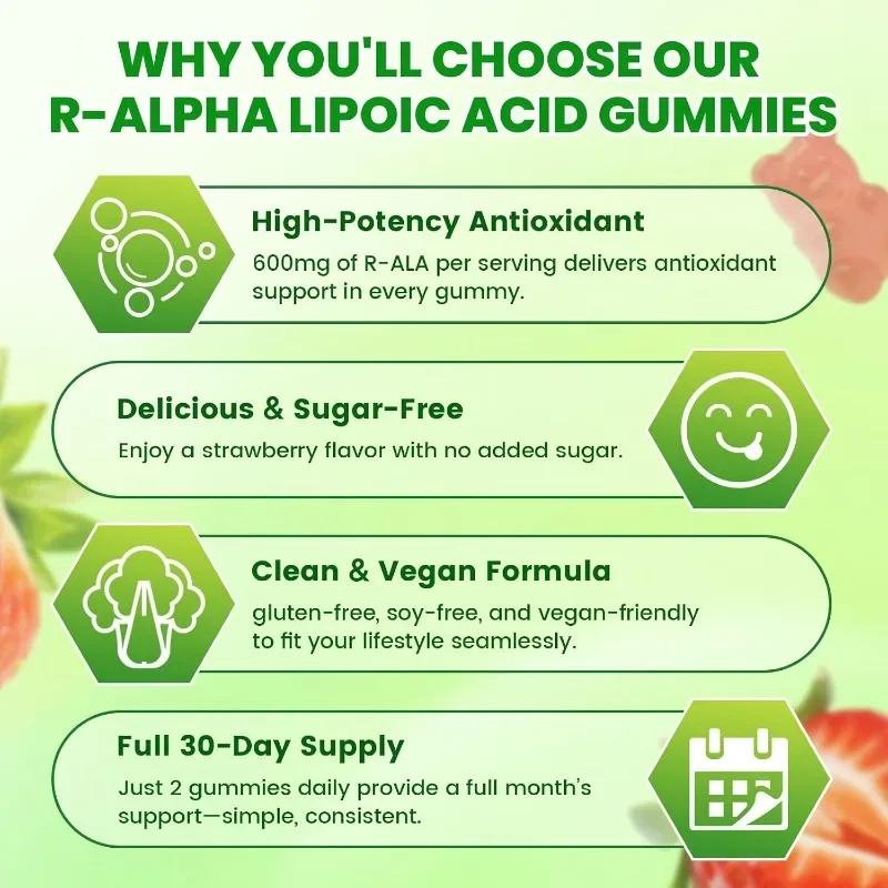 R α - Lipoic Acid Soft Candy Antioxidant and Metabolic Health Support Supplement