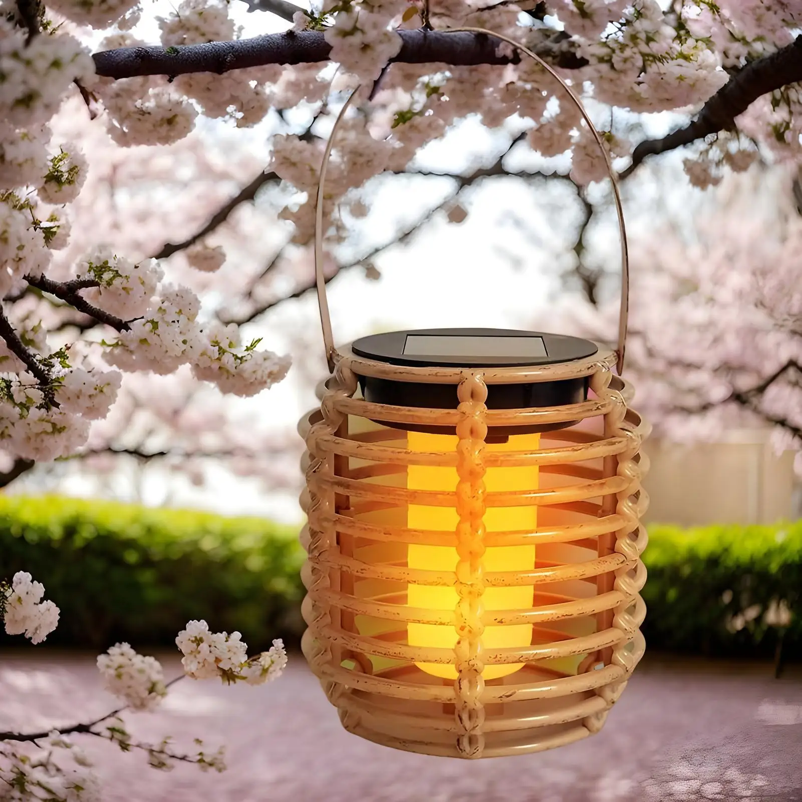 Solar Garden Lights Outdoor Lanterns Solar Powered Lights Decorative Waterproof Rattan Lantern For Yard Garden Lawn Trees Porch