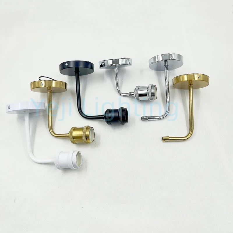 Metal Lamp Base Pendant Lamp Modification Wall Lamp Fittings Bending Pipe Turning Connection Tube E27 Lamp Holder Iron Lamp Base