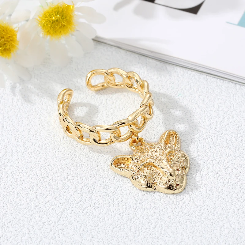 Heart Smile Star Cow Leopard Tassel Ring For Women Men New Vintage Punk Gold Color Adjustable Knuckle Ring Wedding Party Jewelry