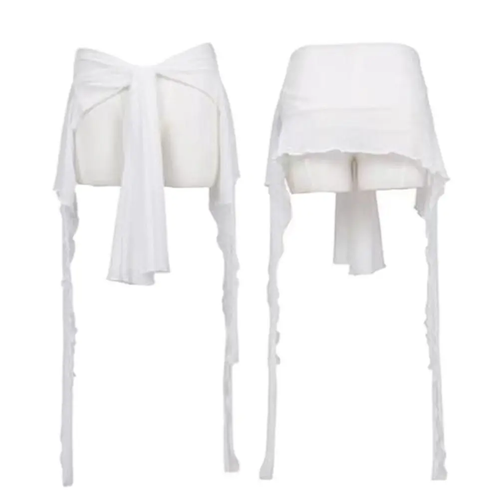 Jeans Pantaloni Decor Sciarpa di danza jazz irregolare Vedi attraverso Harajuku Y2K Cintura a vita alta Streetwear Sciarpa hip-hop