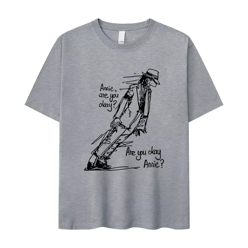 2026 New Summer Classic Michael Jackson Are You Okay Print Punk Rock Fashion Short Sleeve T-shirt Men Women Cotton Cozy Tshirt