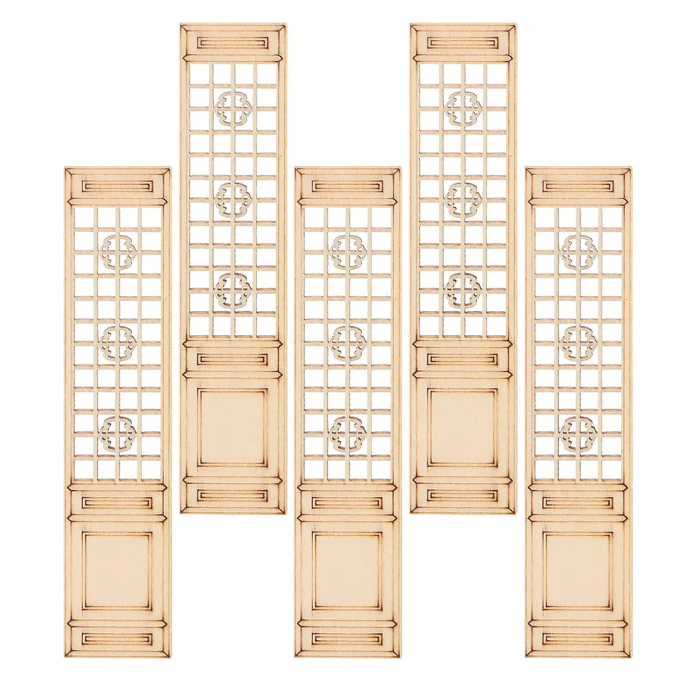 

5Pcs Miniature Wooden Room Divider Screen Chinese Style Vintage Dollhouse Living Room Mini Furniture Decor Dollhouse Miniature