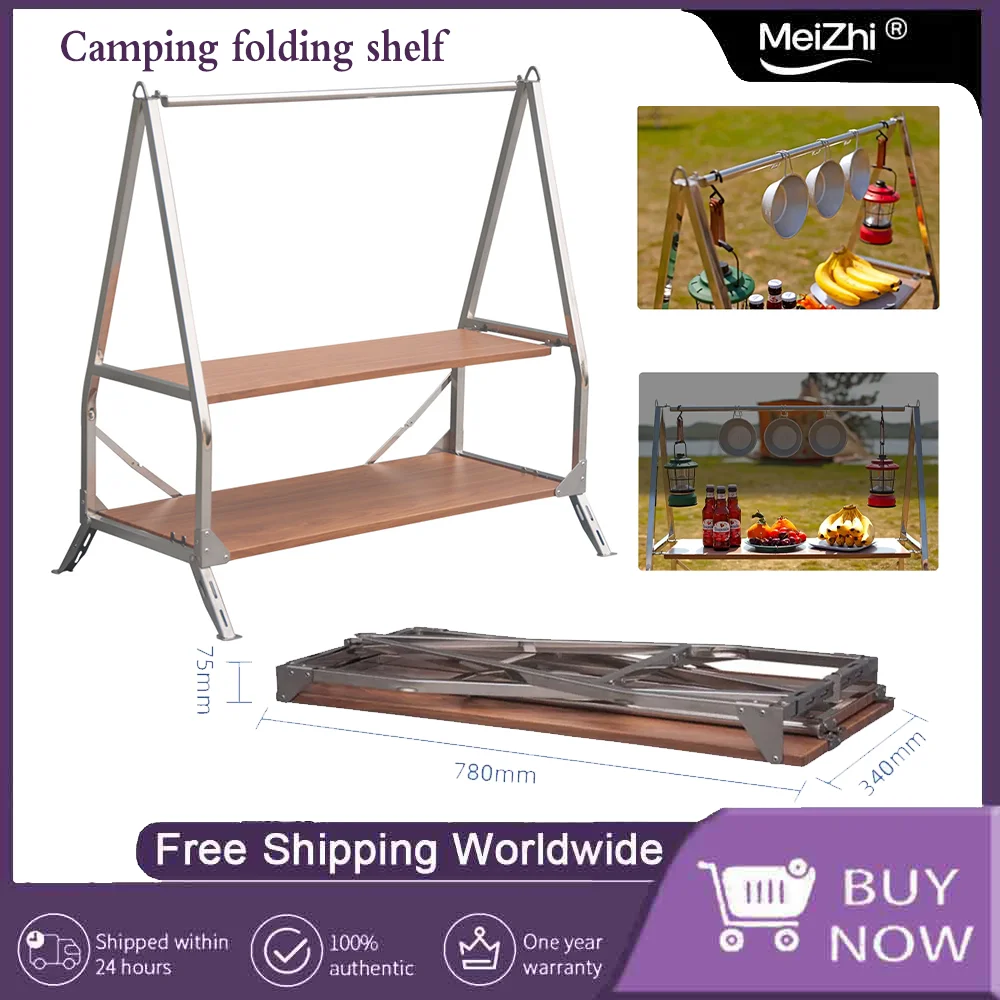 

Camping Collapsible Stainless Shelf, Lightweight Kitchen Organizer for Garden, Balcony & Campsite