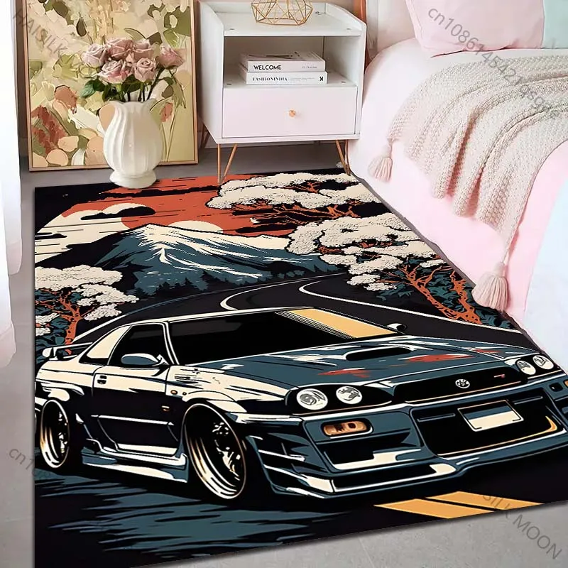 

Коврик с рисунком черного автомобиля на горной дороге, 1 шт., для спальни, гостиной, дивана, креативный придверный коврик, декор для дома, для гардеробной