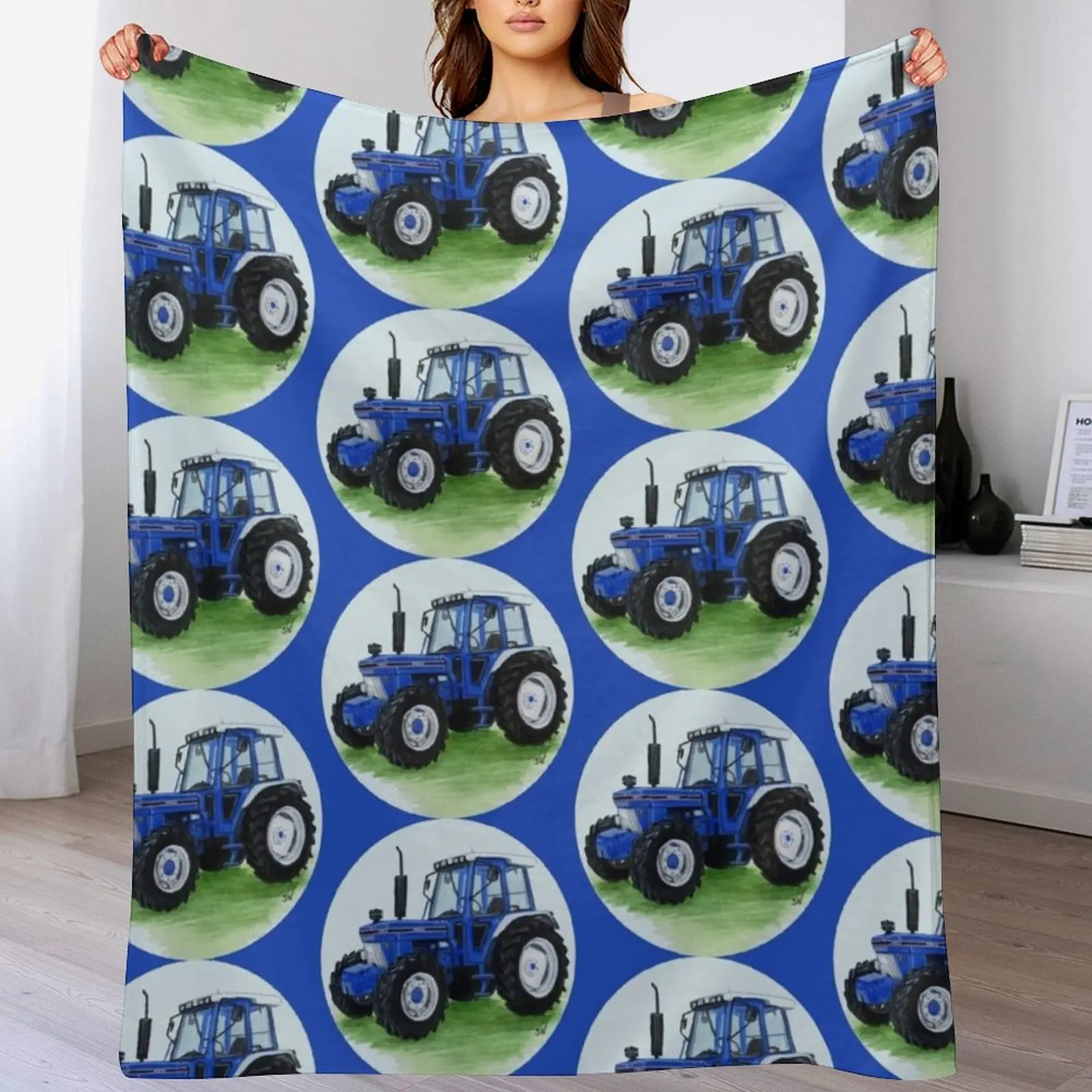 

Blue Classic Tractor (blue background) Throw Blanket blankets ands Blankets For Sofas Designers anime Blankets