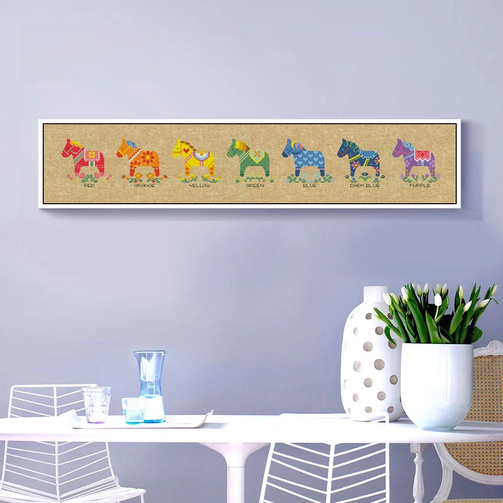 

Набор для вышивания крестиком для гостиной: маленький льняной холст с цветным принтом в скандинавском стиле, домашнее текстильное искусство, мультяшный анимационный узор