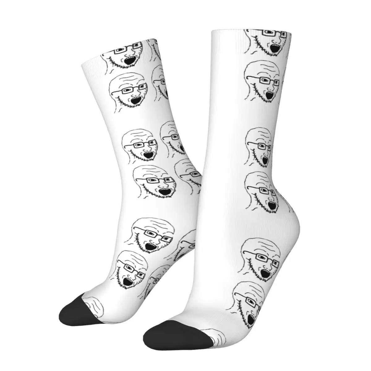 Smiling Wholesome Wojak Soyjak Stockings Funny Meme Vintage Socks Winter Anti Skid Socks Couple Running High Quality Socks