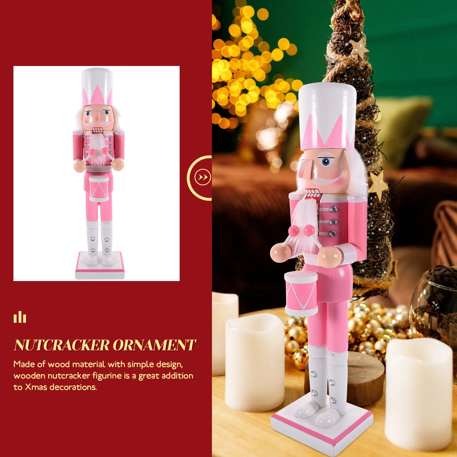 

Wooden Nutcracker Soldier Christmas Decoration Hand Painted Colorful Festive Ornament for Desktop Table Living Room Xmas Party
