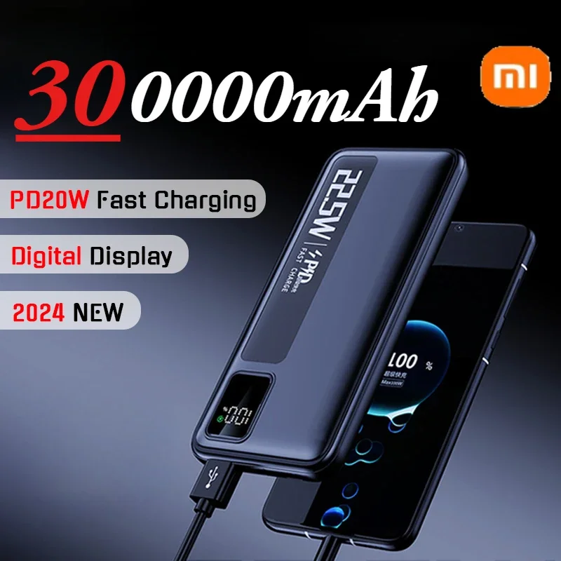 

Xiaomi 300000mAh Large Capacity Super Fast Charging Power Bank Portable Charger Battery Powerbank for iPhone Huawei Samsung