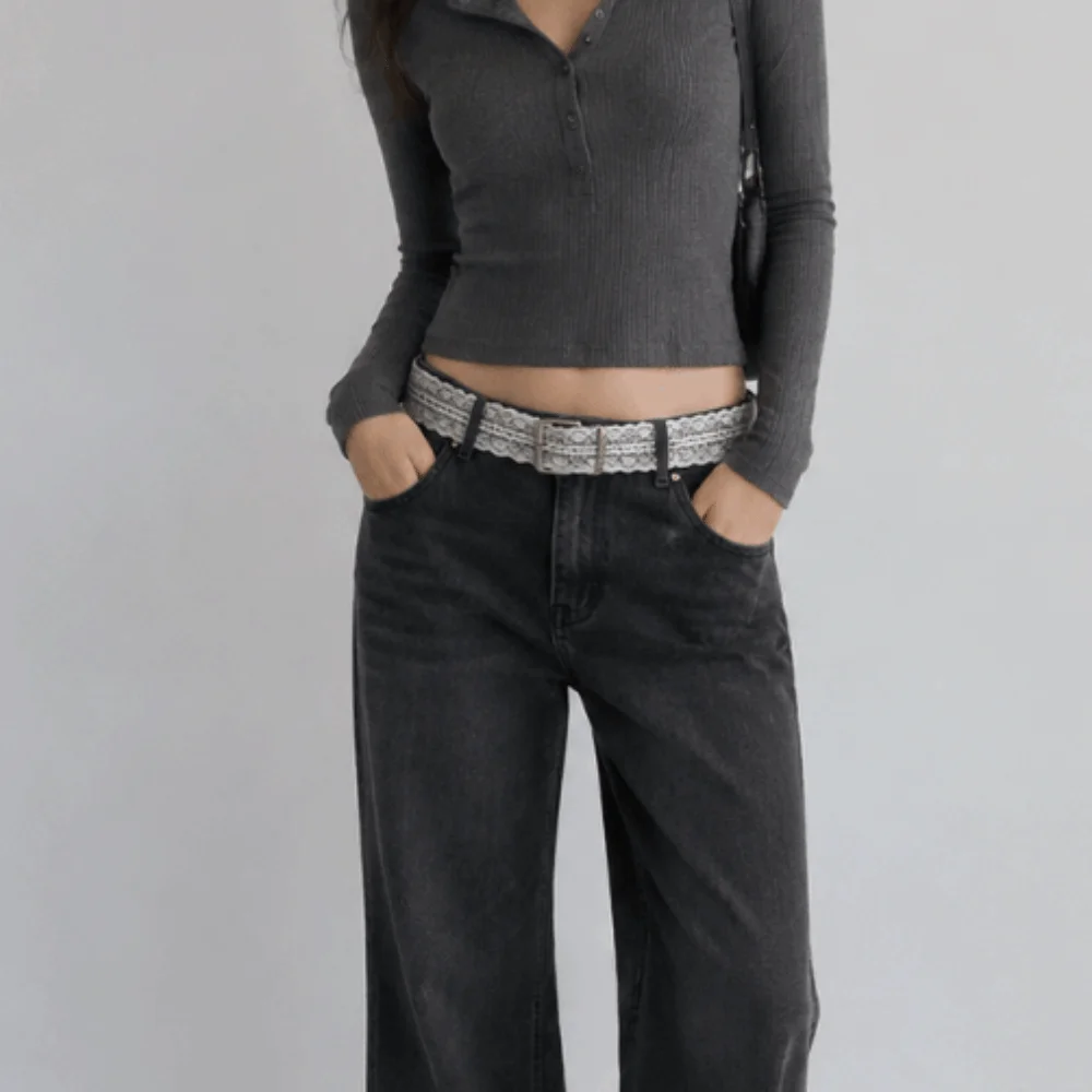 Vintage Floral Lace Waistband Korean Style Adjustable Waist Belt Y2K All-match Dress Jeans Belt Spicy Girls