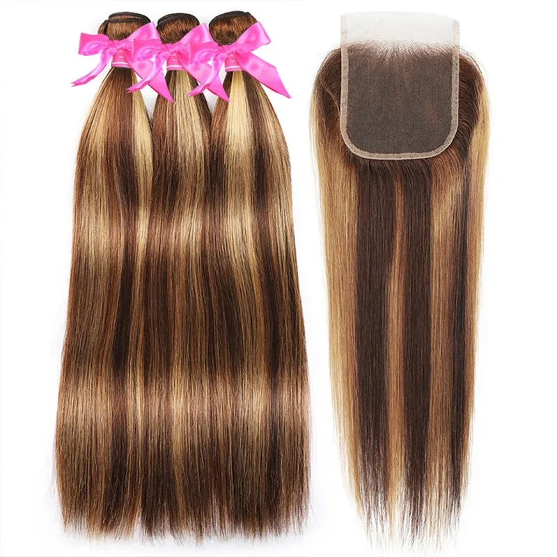 Amanda Double Drawn Hair Bundles with Closure 4x4\