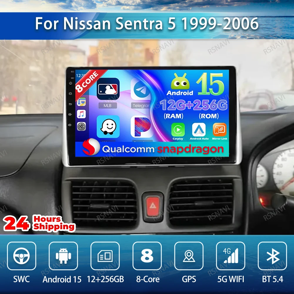 

Автомобильный радиоприемник Android 15 для Nissan Sentra 5 1999-2006 Viedo Player Carplay RDS AI Voice NO 2DIN IPS Qualcomm BT DVD Systems DSP GPS
