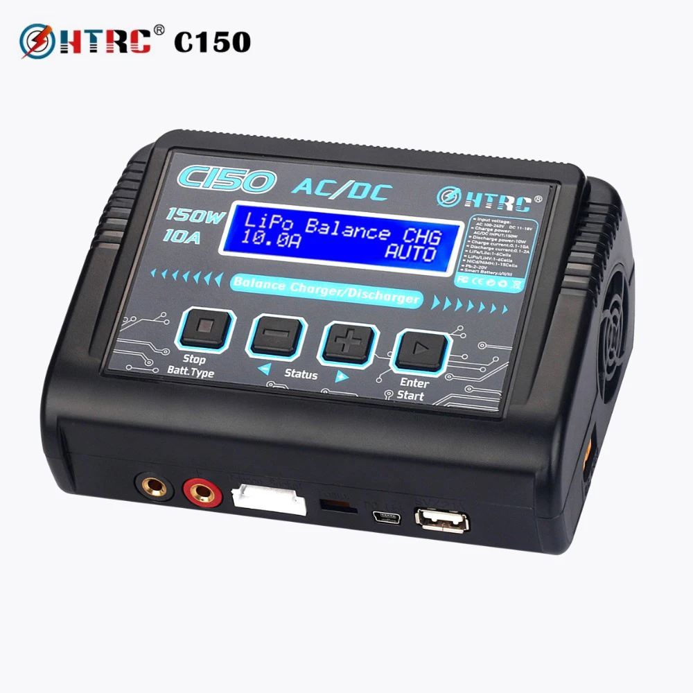 

HTRC C150 RC Charger AC/DC 150W 10A Battery Discharger for LiPo LiHV LiFe Li-lon NiCd NiMh Pb Drone Models Toys Balance Charging