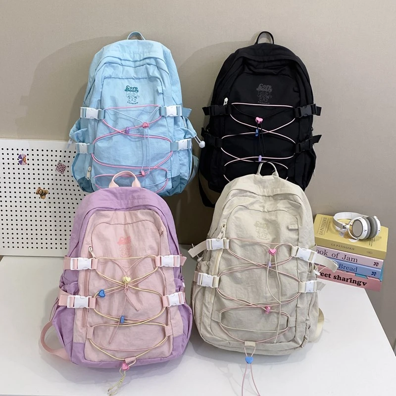 حقائب ظهر نسائية من النايلون من Leftside 2025 جديدة في حقيبة ظهر صيفية عصرية للمراهقين ​ ​   حقيبة مدرسية للبنات حقيبة ظهر لطيفة للسفر