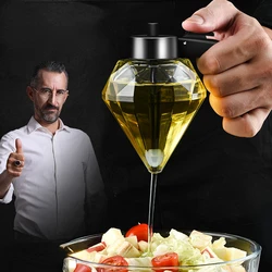 Diamond Glass Honey Dispenser Stainless Steel Glass Oil Bottle Juice Syrup Pot Storage Container Kitchen Seasoning Accessories