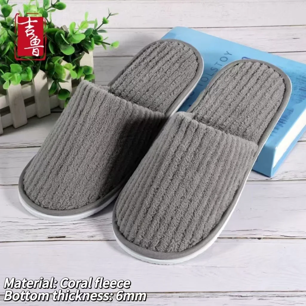 1Pair Men Women Travel Spa Hotel Non-slip Slippers Cotton Linen Flip Flop Shoes Slippers Full/Half Inclusive Guest Slippers Shoe