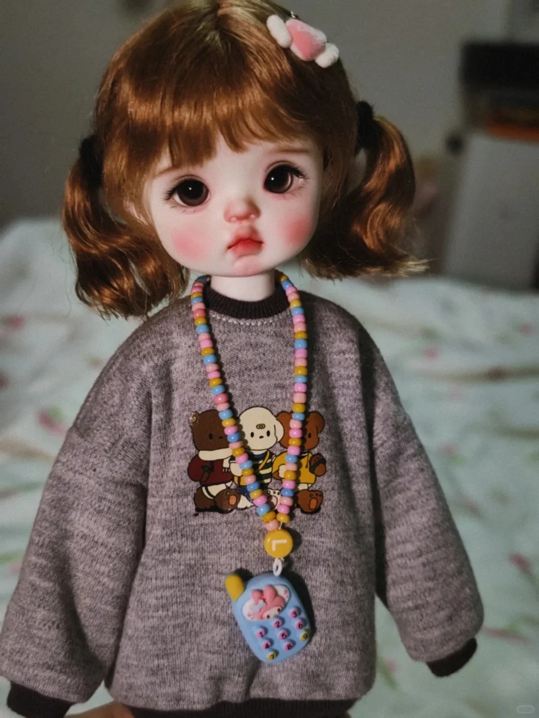 

New 25cm Big Head Girl Aggrieved girl 1/6 Q-baby sd bjd doll qianqian resin toy birthday gift makeup Free shipping from stock