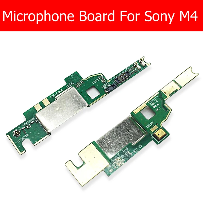 Placa de microfone de antena, 100% genuíno, para sony xperia m4 aqua e2353 e2333, microfone pcb, cabo flexível, substituição, reparo bom testado