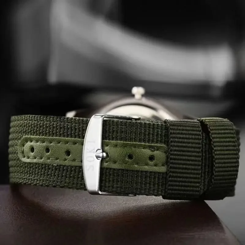 Fashion Mens Military Watches Calendar Luminous Dial Sport Army Green Men Quartz Watch Nylon Strap Retro Clock Relogio Masculino