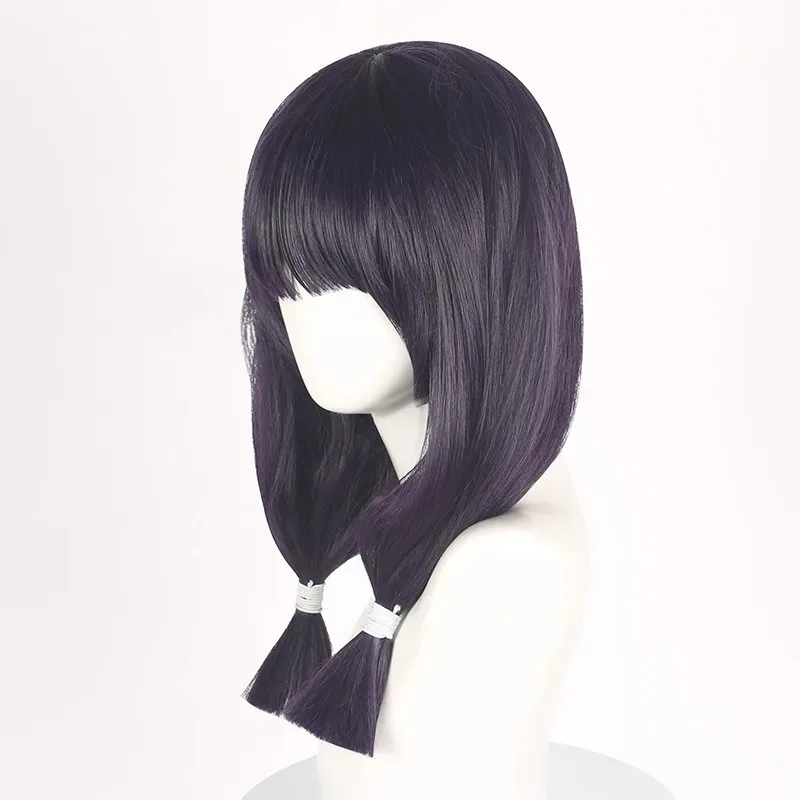 Curse The Spirit Iori Utahime Cosplay Wig Dark Purple Synthetic Medium Long Double Braids Wig Anime Coser Cute Girl Wig Party