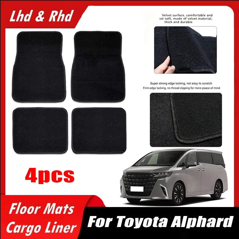 

4pcs Car Floor Mats All-Weather Easy To Clean Durable Anti-Slip Interior Protection Floor Liners For Toyota Alphard