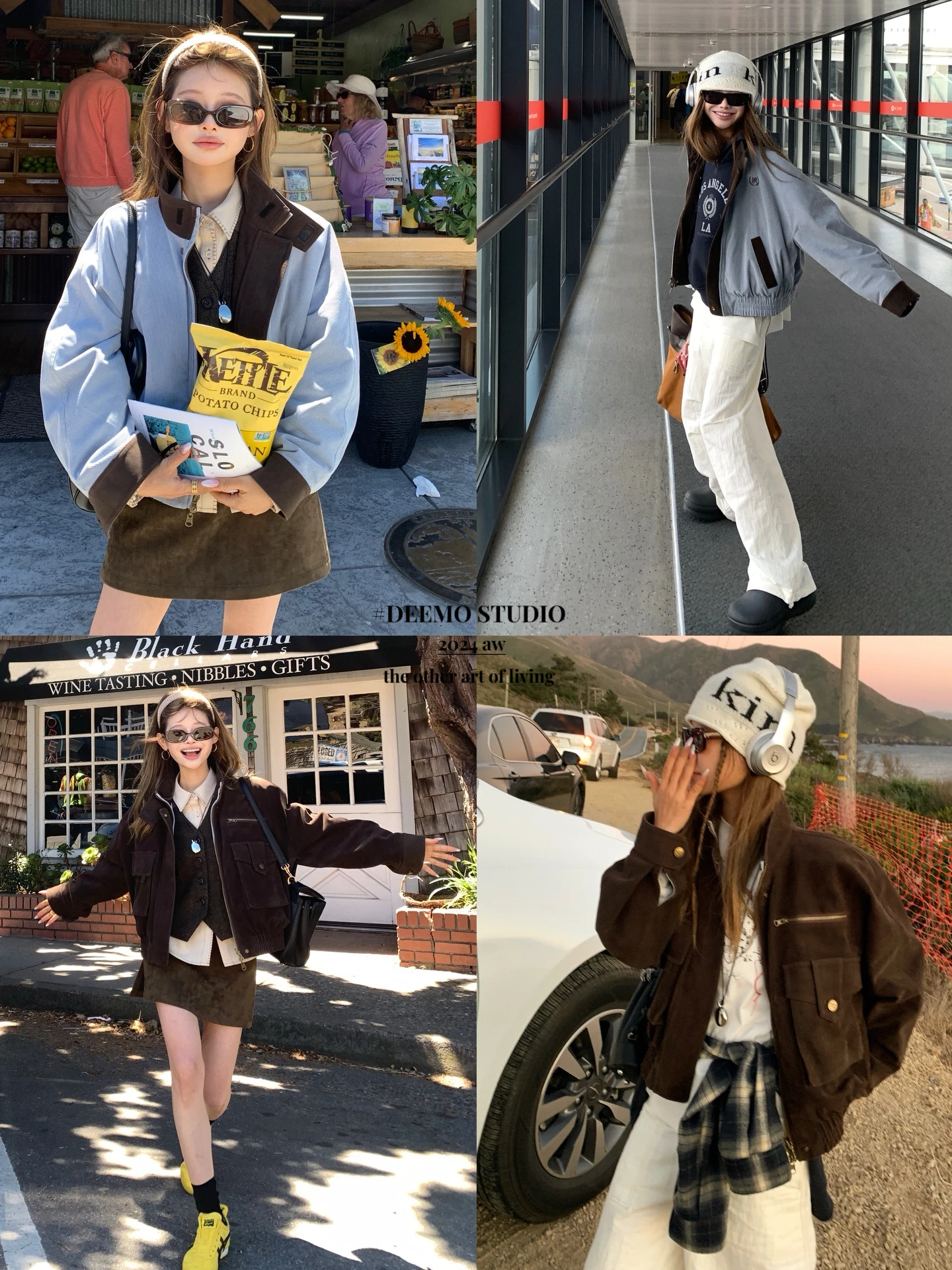 

Повседневная рабочая одежда Deemo Studio American Sle Jaet Color Blo, двусторонняя одежда, дорожный наряд, женское пальто Libera