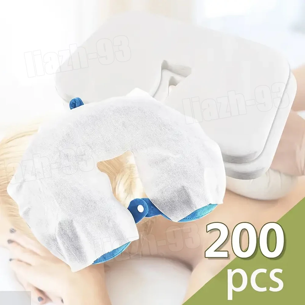 

200Pc Disposable Spa Massage Cradle Table Sheets Headrest Pads Non Woven Fabric Face Pillow Hole Cover Face Rest Overlay Cushion