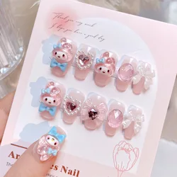 Sanrio uñas postizas Kawaii 24 Uds accesorios de melodía parche para uñas puntas de uñas desmontables joyería de manicura regalo para colegiala