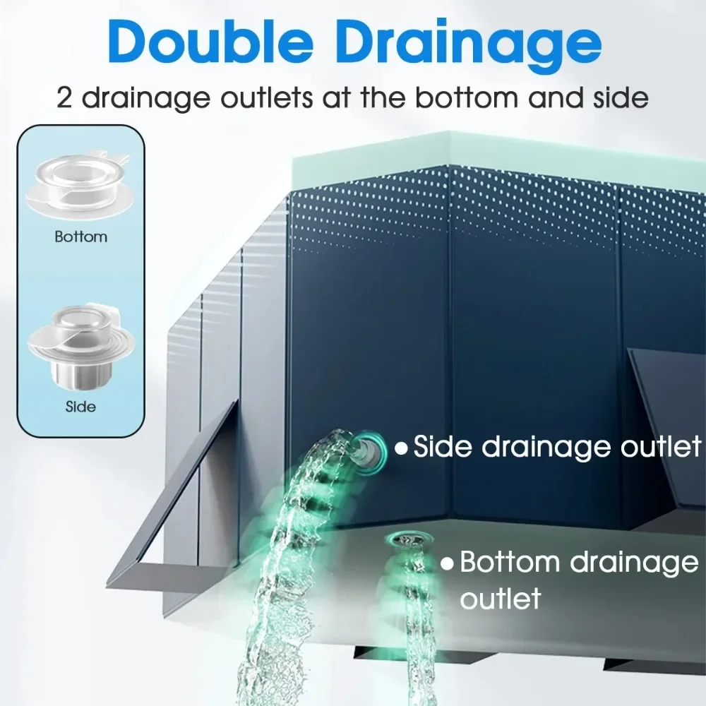 113in Foldable Swimming Pool Non-Inflatable Above Ground Kiddie Pool(Blue)