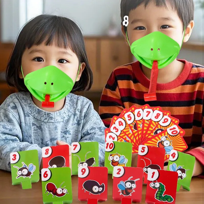 

Frog Lizard Mask Tongue Wagging Game Lick Cards Stress Relief Funny Desktop Puzzle Toy Kids Family Party Interactive Gift