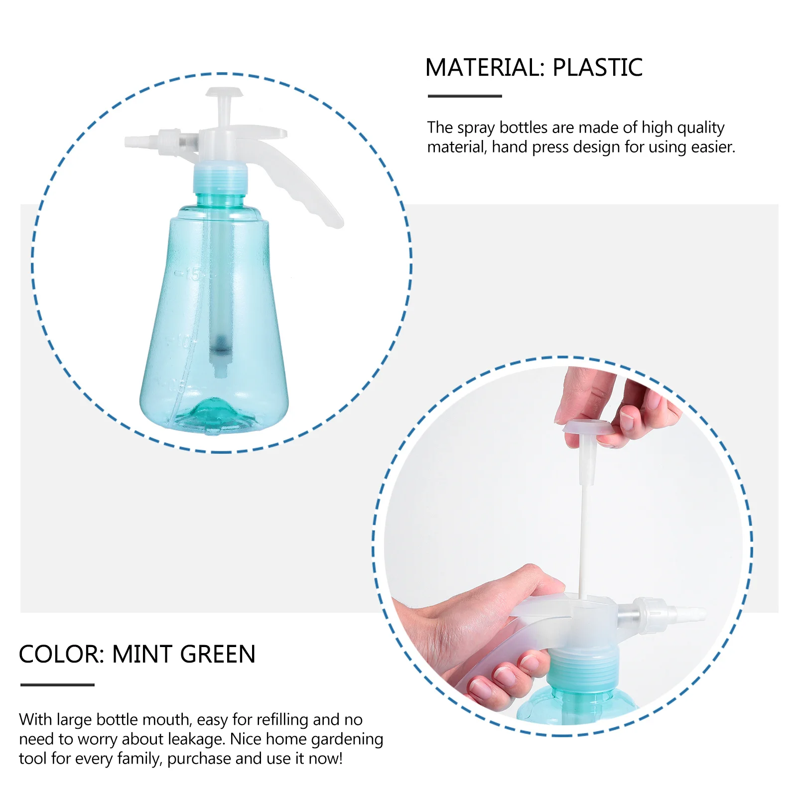 

1.5L Handheld Spray Container for Gardening Fine Mist Water Sprayer Portable Lightweight Plant Spray Pot with Large Mouth No