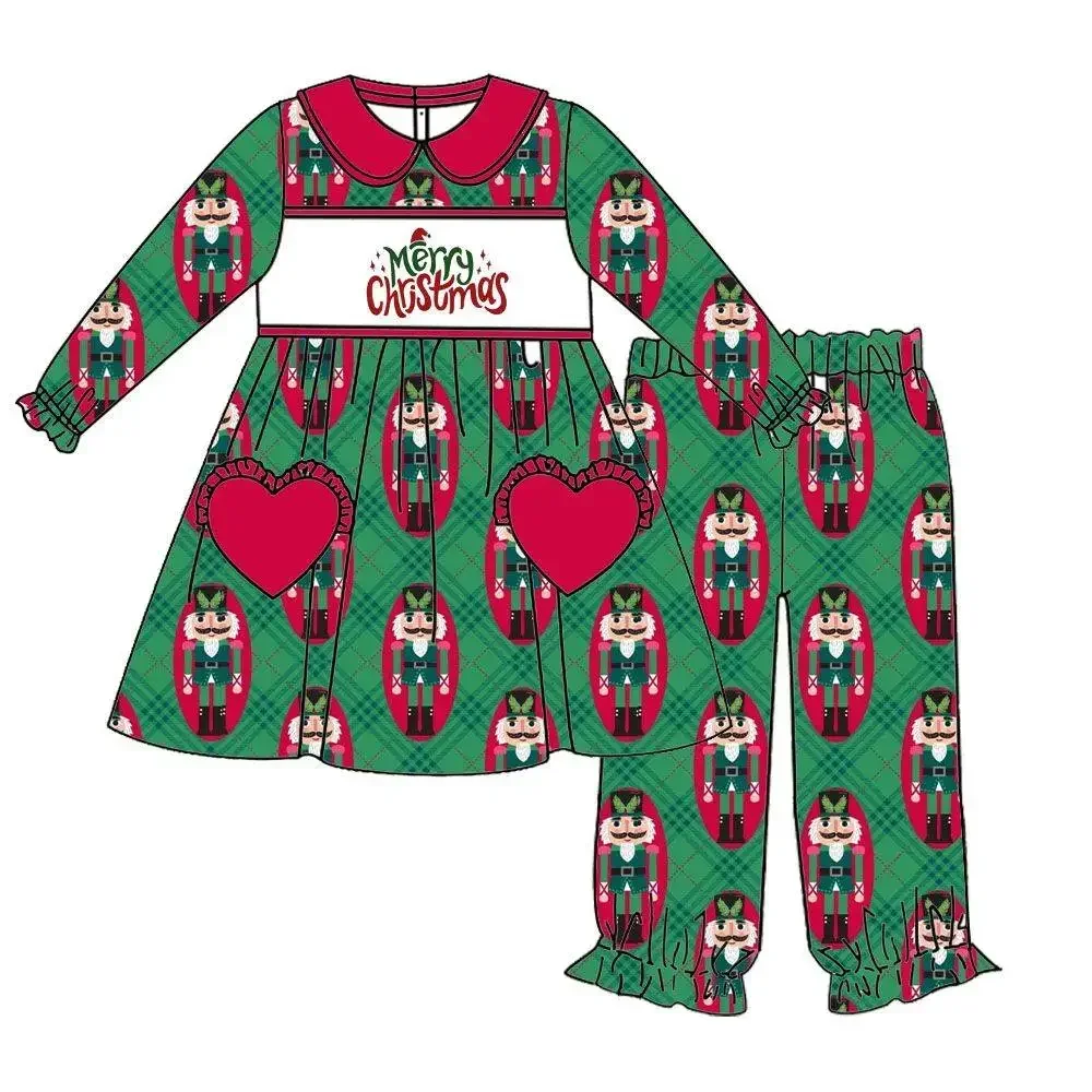 Kinderboetiek pjs kleding met kielprint Kerst notenkraker outfits groothandel jongens sets babyslapers