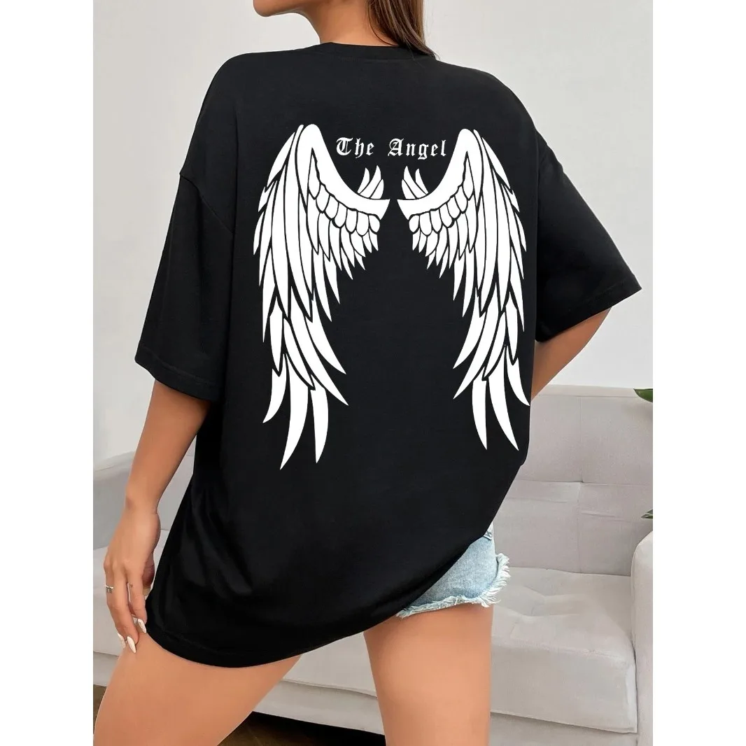 Dark Angel Wing Hot Sale grafisch bedrukte T-shirts voor dameskleding Hip Hop Street T-shirt korte mouwen T-shirt - afbeelding 2