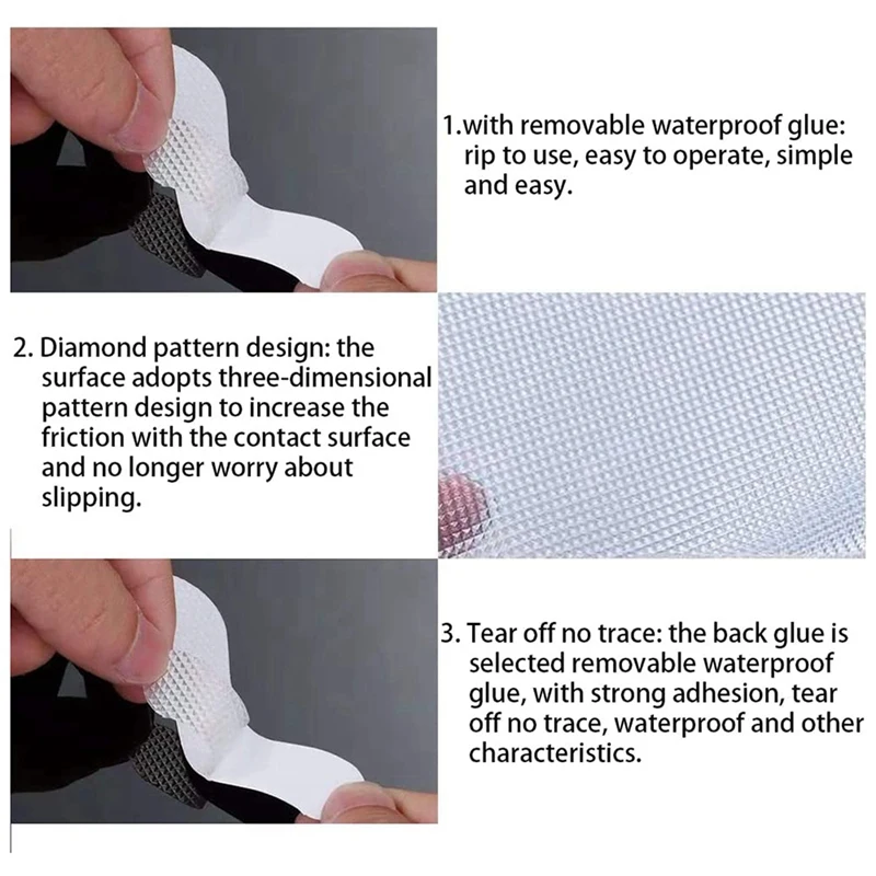 72 шт. противоскользящие наклейки AT41 для ванной комнаты, с 6 скребками