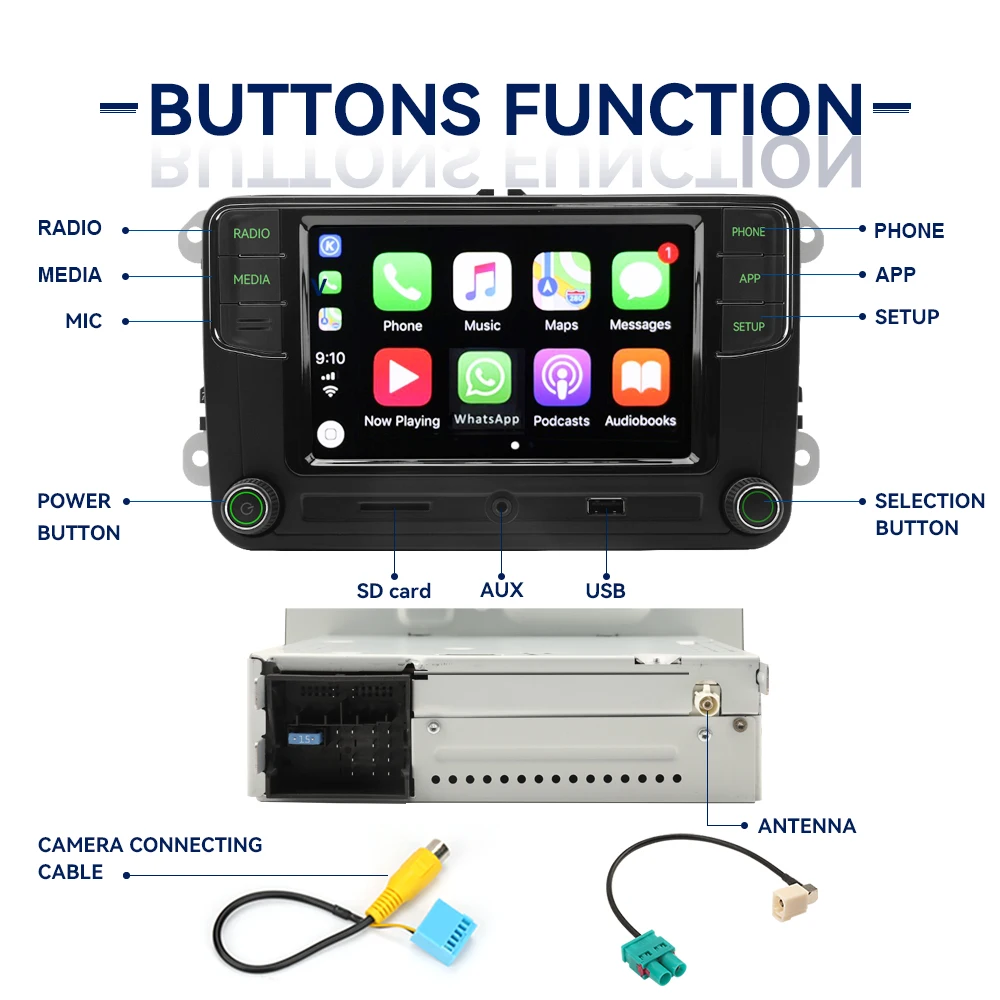Green Light RCD330 Plus Carplay Car Radio 6RD035187B for Skoda Octavia SuperB Yeti Android Auto Player Bluetooth AUX Navigation