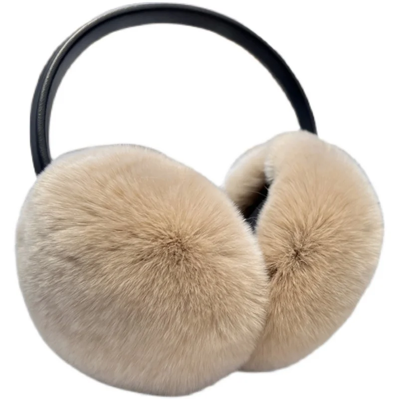 Winter Warm Earmuffs Cute Fluffy Real Rex Rabbit Fur Headphones Unisex Ear Warmer Solid Color Girls Headband Ear Cover