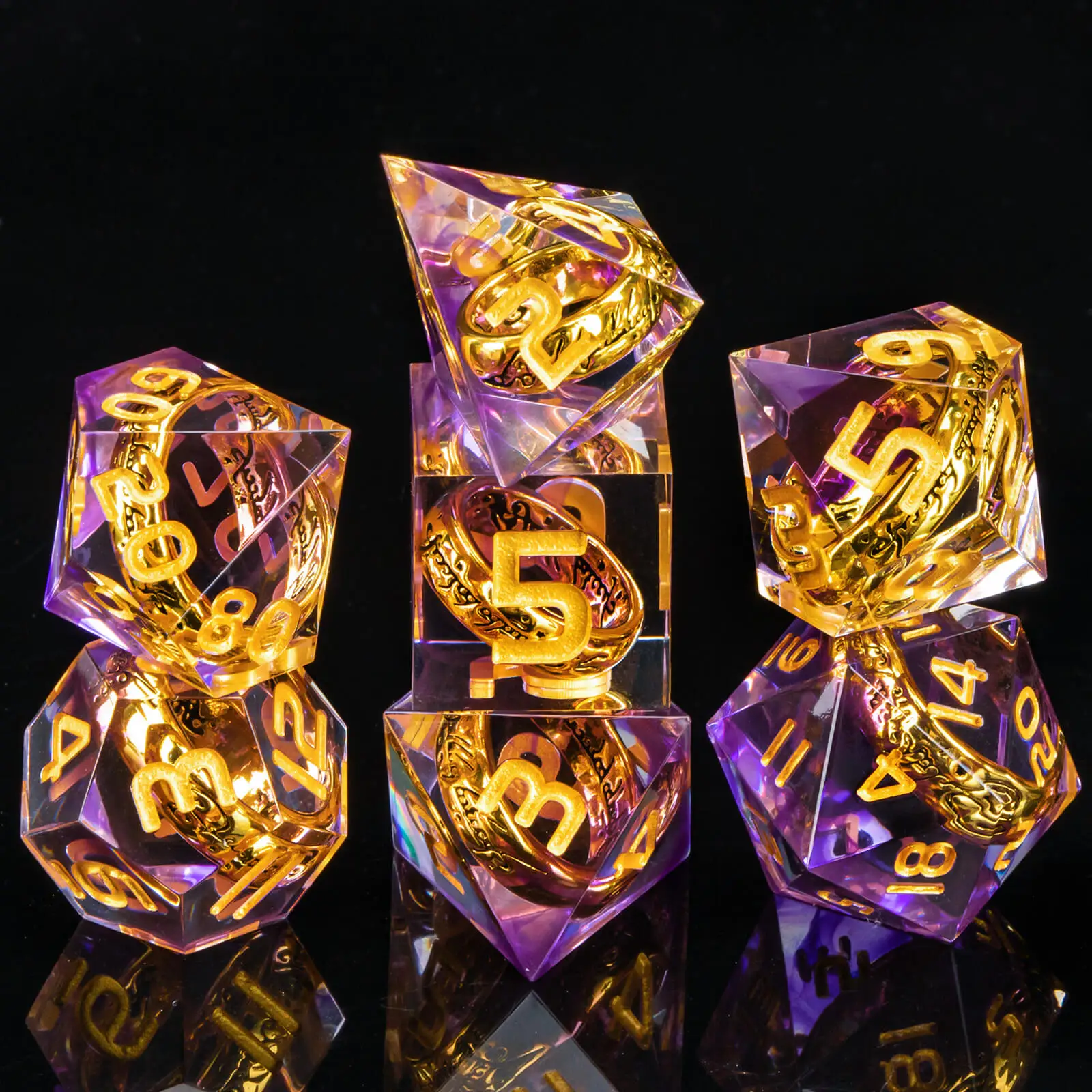 

Golden Ring Dice for Lord of The Ring D&D Dice RPG DND Ring Dice Set Sharp Edge Resin Dice for Dungeons and Dragons
