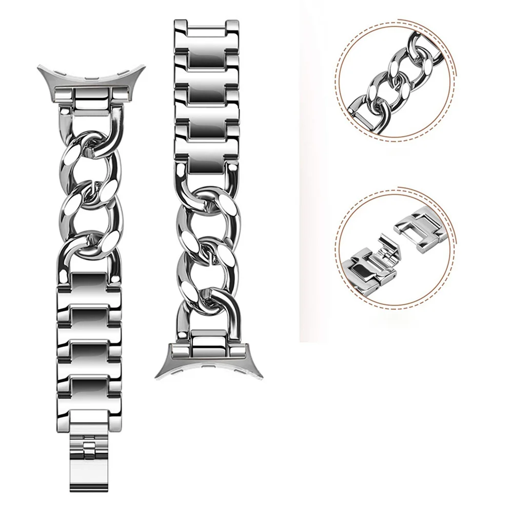 1 PCS 22MM 금속 스마트 워치 스트랩 스테인레스 스틸 단일 행 카우보이 체인 스트랩, 구글 픽셀 시계 교체 부품