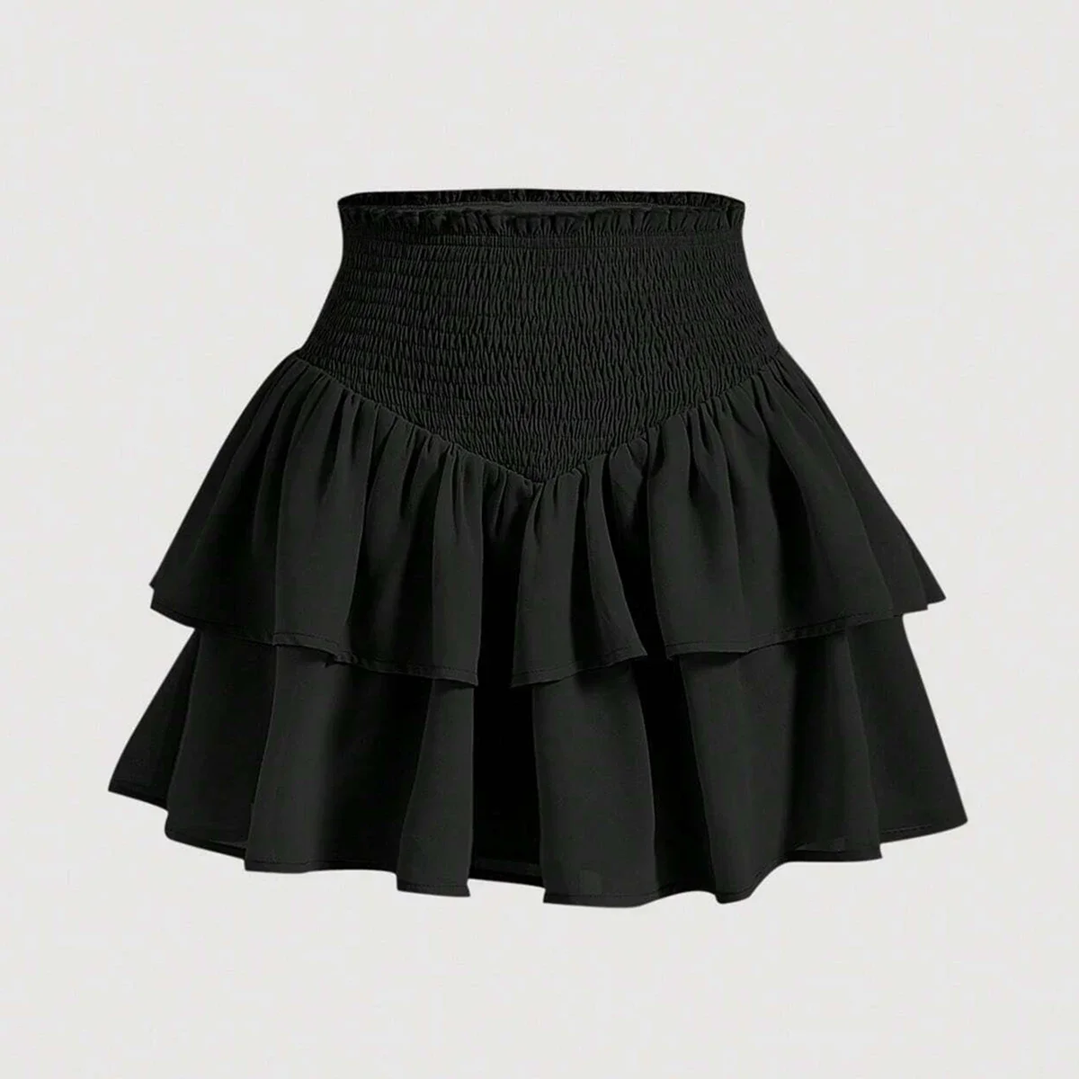 

Women's High Waist Mini Skirt Peplum Layered Casual All Season Basic Solid Preppy Flared A-Line Skirts
