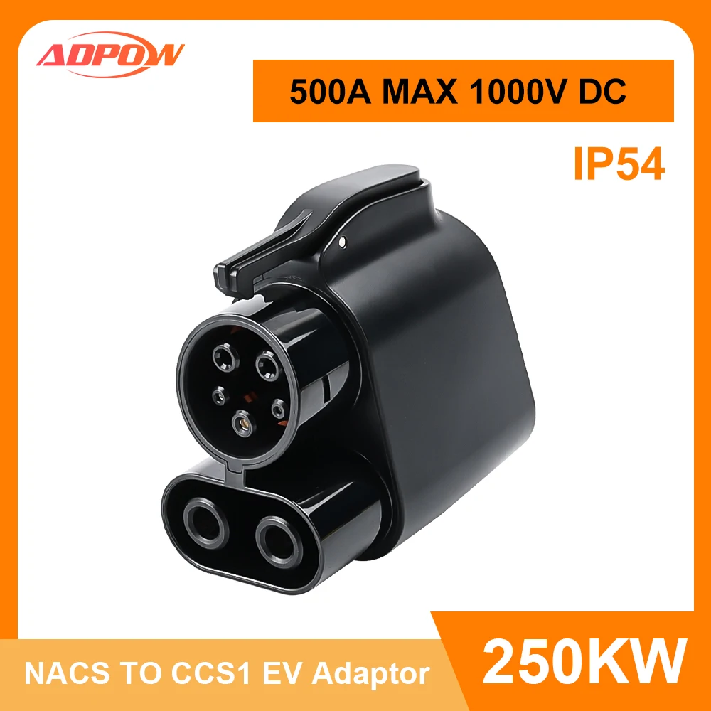 ADPOW NACS إلى CCS1 EV محول الشحن 500A MAX 1000V DC 250KW EVSE لسيارات CCS1 القياسية EV