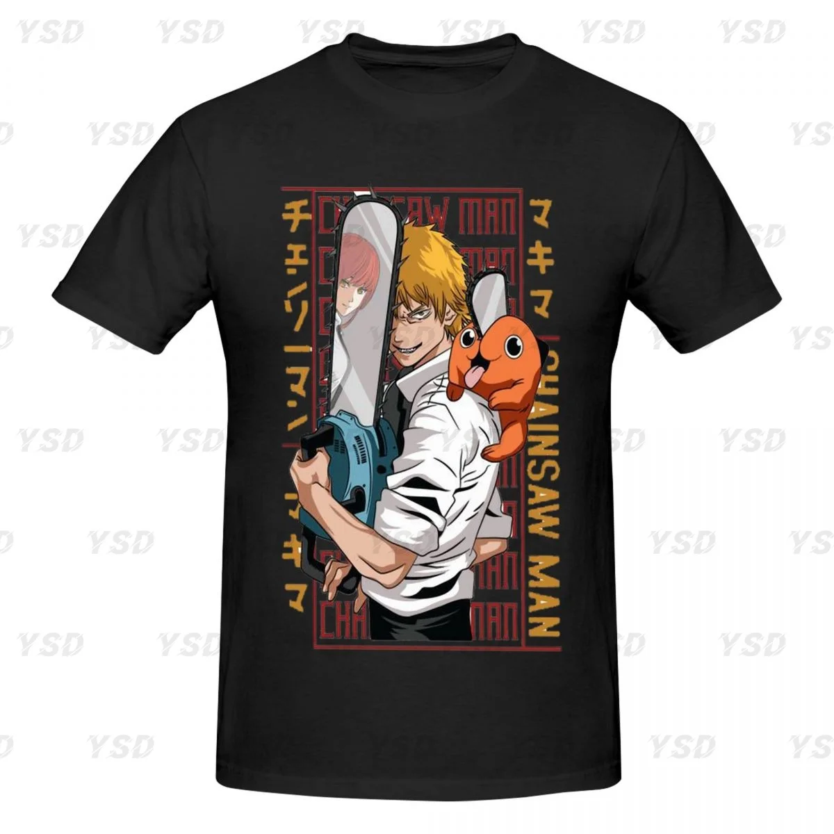 

Anime Chainsaw Man Acid Men's tight fitting sports T-shirt,cosy,Oversized T shirt