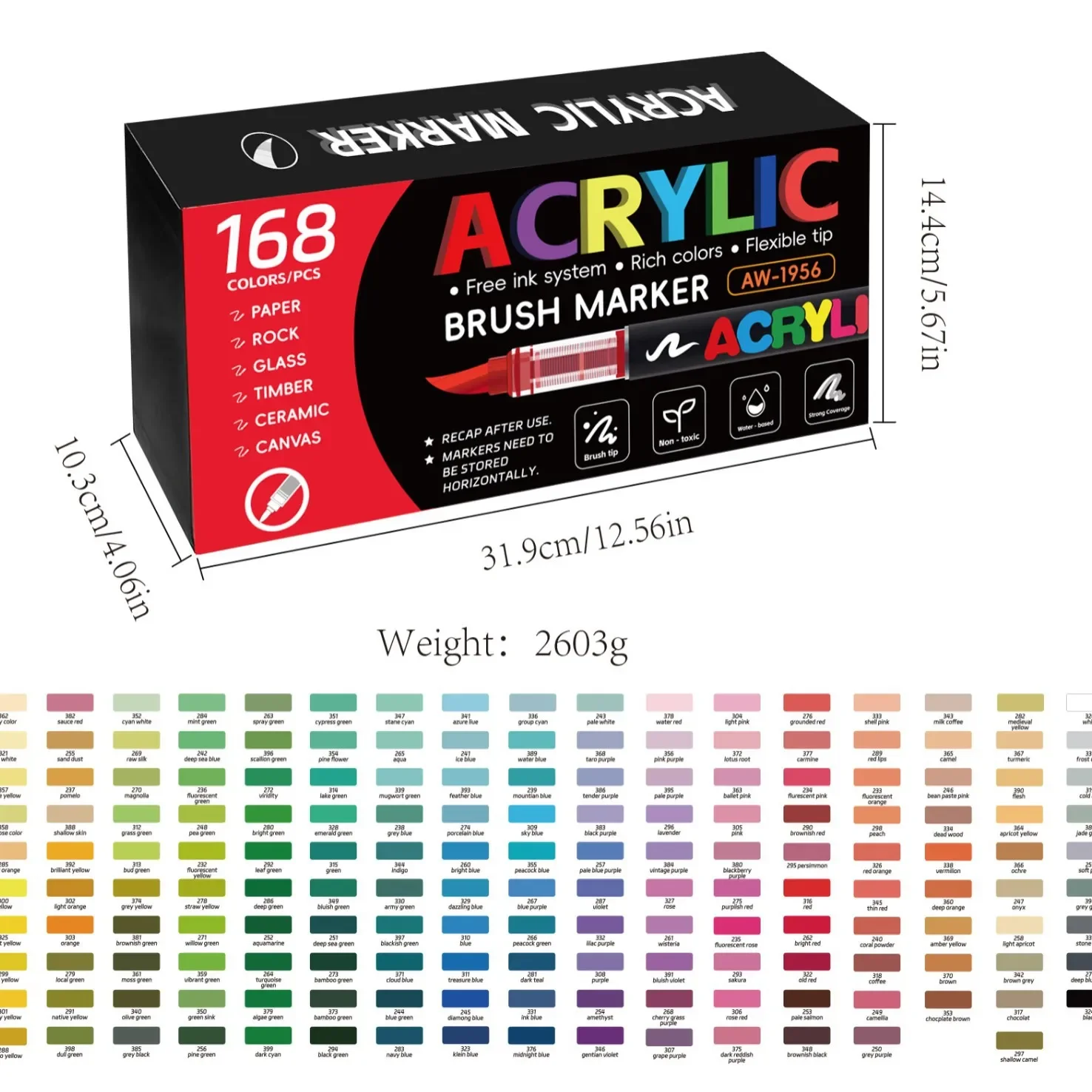 12-168 kleuren directe vloeibare markeerstift set, DIY hand getrokken, graffiti verf kunst acrylverf pennen, perfect voor kunstenaar/student